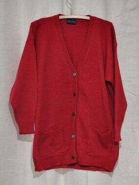 Coco Loco Women's Cardigan Sweater Knit Red Size XL